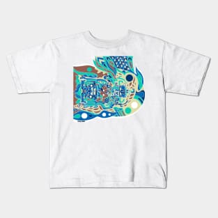 blue galaxy astronaut ecopop Kids T-Shirt